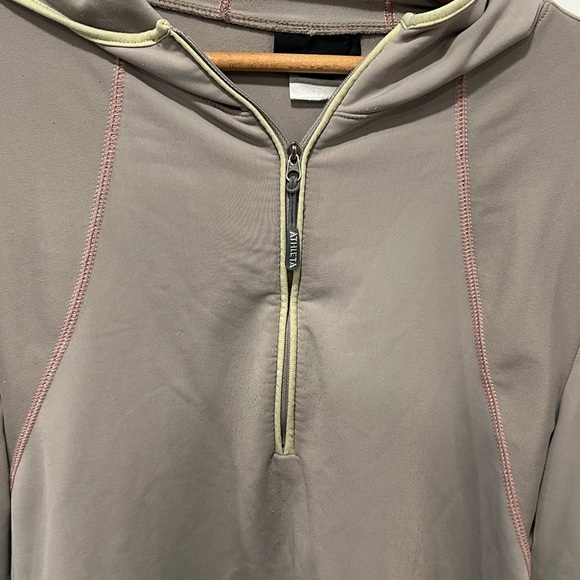 Athleta Pullover Womens L Gray Half Zip Performance Top with Hood, Run Jog - Picture 3 of 7